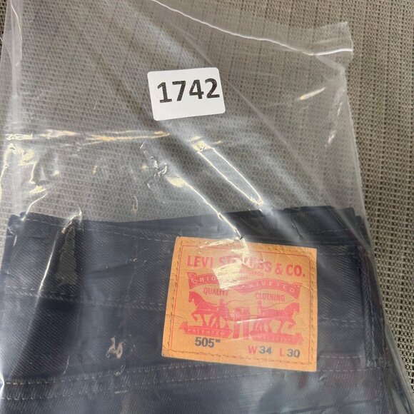 Levis 505 Mens Black Denim Jeans W34 L30 Straight Fit - Picture 8 of 9